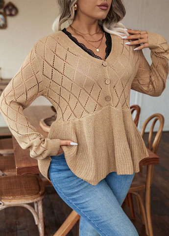 Темно-бежевий демісезонний пуловер пуловер SHEIN