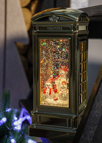 Ліхтар Телефонна будка із Сніговиками, 21х9,5 см Flame (366725839)