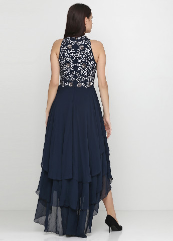 Темно-синя вечірня сукня довга Lace & Beads однотонна