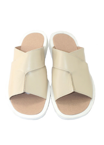 Бежевые шлепанцы Mila с белой подошвой