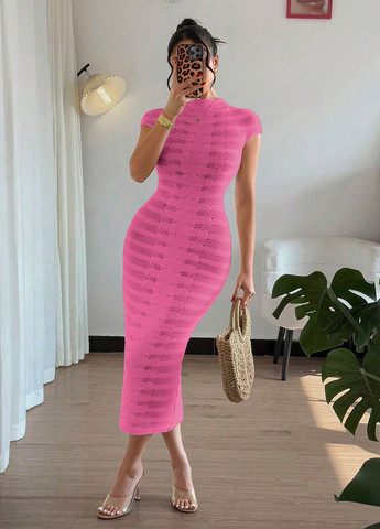 Рожева кежуал сукня силуетна SHEIN однотонна