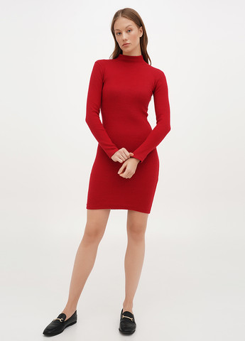 Вишнева кежуал сукня сукня-водолазка Mercan однотонна