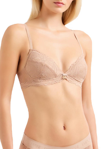 Бежевий бралетт бюстгальтер Emporio Armani без кісточок поліамід