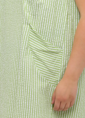 Зеленое кэжуал платье оверсайз Collection L в полоску