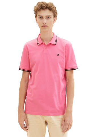 Розовая футболка-поло для мужчин Tom Tailor однотонная