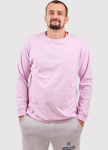 Лонгслів Blue 84 однотонний світло-рожевий кежуали трикотаж, бавовна