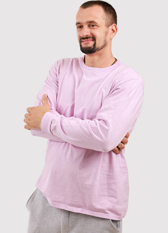 Лонгслів Blue 84 однотонний світло-рожевий кежуали трикотаж, бавовна