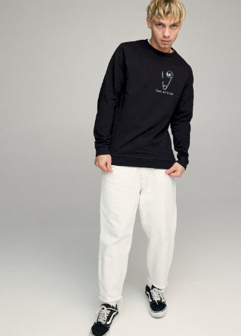 Чорний свитшот мужской basic /no flis/ YAPPI малюнок (254557677)