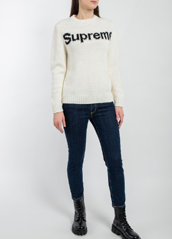 Белый демисезонный белый шерстяной свитер с логотипом Supreme Spain