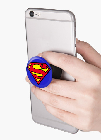 Попсокет (Popsockets) держатель для смартфона Супермен ДС (Superman DC) (8754-1443) Черный MobiPrint (216748386)