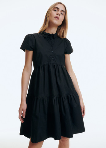 Черное кэжуал платье рубашка Reserved однотонное