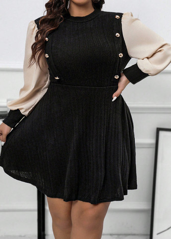 Комбінована кежуал сукня кльош SHEIN колор блок