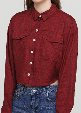 Бордовая кэжуал рубашка с анималистичным узором C&A