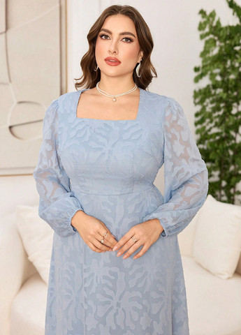 Голубое праздничный, вечернее платье SHEIN однотонное