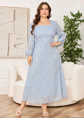 Голубое праздничный, вечернее платье SHEIN однотонное