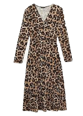 Комбинированное кэжуал платье на запах M&S леопардовый