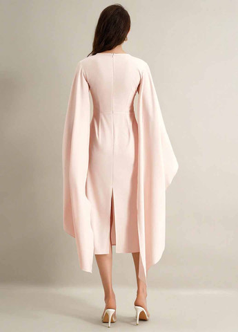 Блідо-рожева вечірня сукня кльош, сукня-кейп SHEIN однотонна