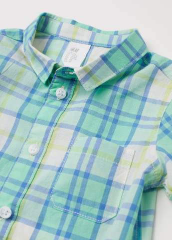 Зеленая кэжуал рубашка H&M с коротким рукавом