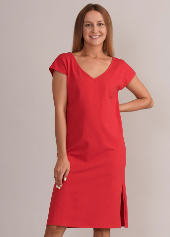 Красное кэжуал платье платье-футболка Promin. однотонное