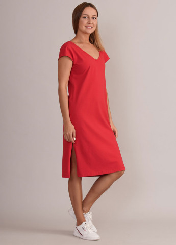 Червона кежуал плаття, сукня сукня-футболка Promin. однотонна