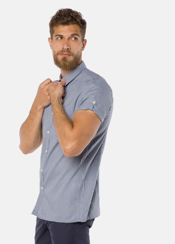 Светло-синяя кэжуал рубашка однотонная Tom Tailor с коротким рукавом