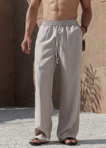 Серо-бежевые спортивные, кэжуал демисезонные прямые брюки SHEIN