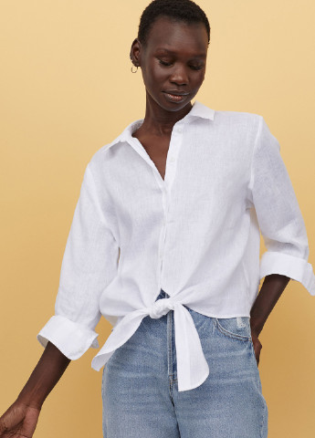 Белая кэжуал рубашка меланж H&M