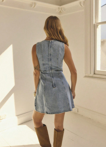 Блакитна джинсова сукня SHEIN однотонна