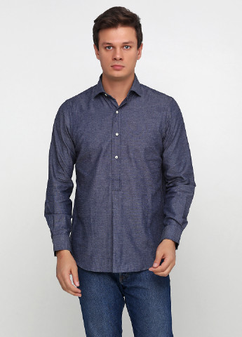 Синяя рубашка однотонная Ralph Lauren