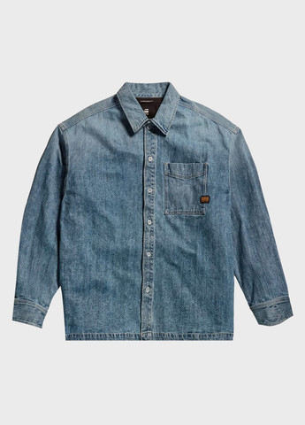 Синяя джинсовая рубашка однотонная G-Star Raw