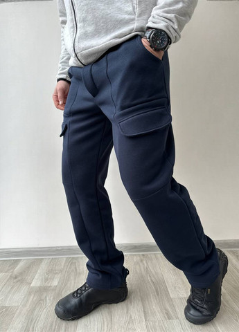 Темно-синие спортивные, кэжуал демисезонные карго брюки No Brand