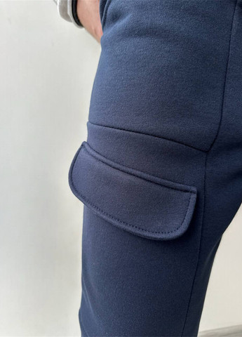 Темно-синие спортивные, кэжуал демисезонные карго брюки No Brand