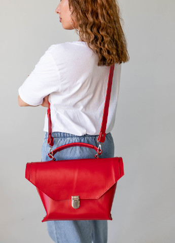 Стильная женская сумка необычной формы арт. Z003 ручной работы из натуральной кожи с легким глянцевым эффектом красного цвета Boorbon (255512252)