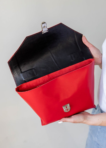 Стильна жіноча сумка незвичайної форми арт. Z003 ручної роботи з натуральної шкіри з легким глянцевим ефектом червоного кольору Boorbon (255512252)