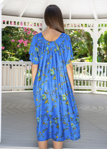 Синее пляжное платье а-силуэт Indiano с цветочным принтом