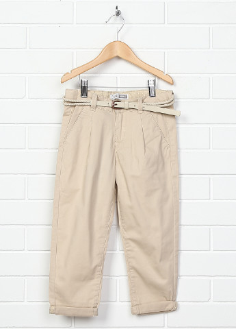 Светло-бежевые кэжуал демисезонные со средней талией брюки Okaidi