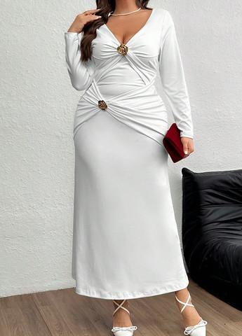 Белое вечернее платье годе SHEIN однотонное