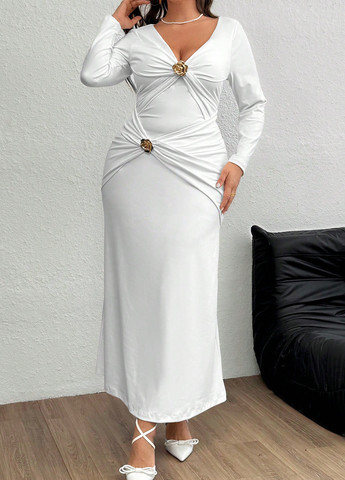 Белое вечернее платье годе SHEIN однотонное