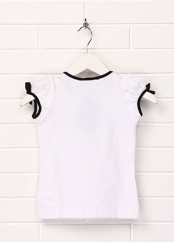Белоснежная летняя футболка с коротким рукавом Monnalisa