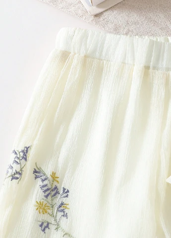 Кремовий літній костюм (блуза, штани) SHEIN