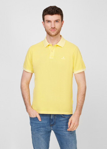 Желтая футболка-поло для мужчин Gant однотонная
