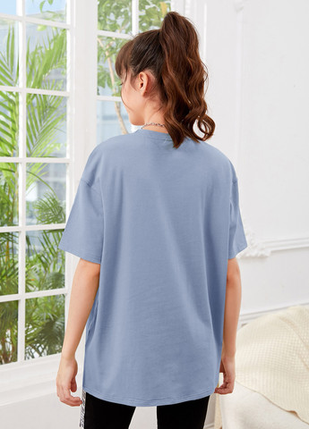 Серо-голубая летняя футболка SHEIN