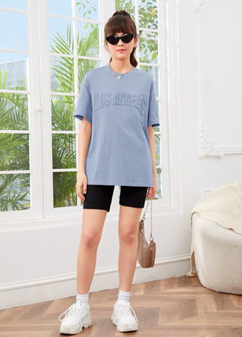 Серо-голубая летняя футболка SHEIN