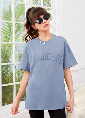 Серо-голубая летняя футболка SHEIN