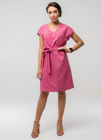 Розовое кэжуал платье а-силуэт Lucky Fashion однотонное