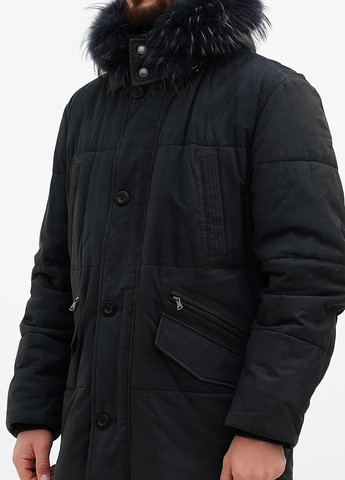 Темно-серая зимняя куртка кожаная Gessada