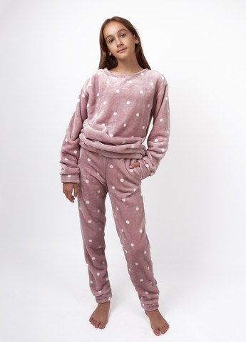 Розово-коричневая зимняя пижама (лонгслив, брюки) dexter's