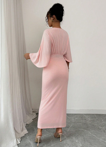 Персикова кежуал сукня в стилі армпір SHEIN однотонна