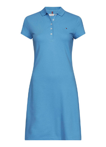Голубое кэжуал платье поло Tommy Hilfiger однотонное