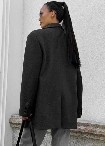 Темно-серое Кэжуал полупальто оверсайз Fashion однотонное